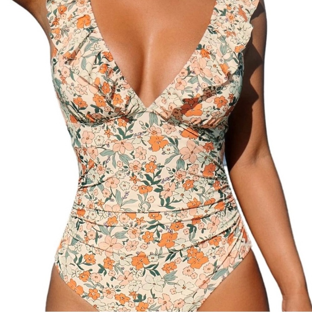 CUPSHE Ditsy Floral Flutter Sleeve One-Piece Swimsuit Size XL